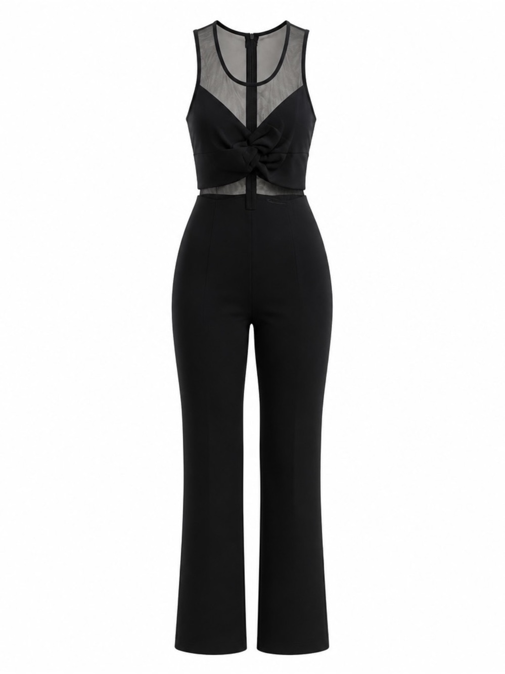 naked wardrobe Black Mesh Twist-Front Jumpsuit
